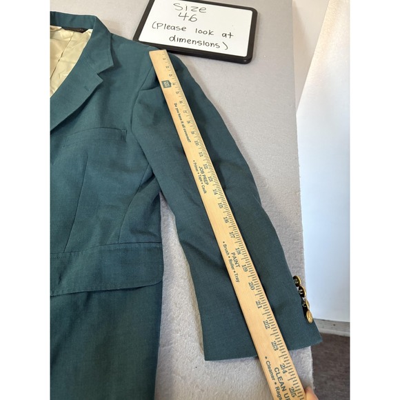 Sutter & Grant Blazer Mens 46 Green Gold Crest Two Button USA Sport Coat - Picture 10 of 11